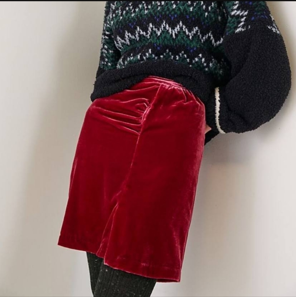 NWT Anthropologie Montie Velvet Raspberry Mini Skirt Size 14 Petite